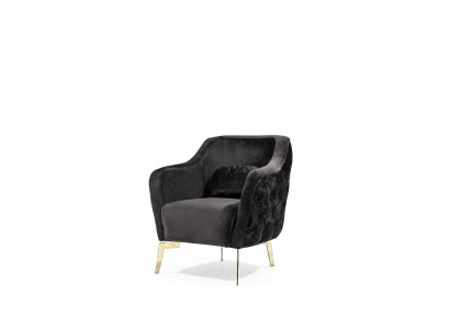 Fauteuil Chesterfield Fauteuil à ailes Tissu Salon Polyester Noir
