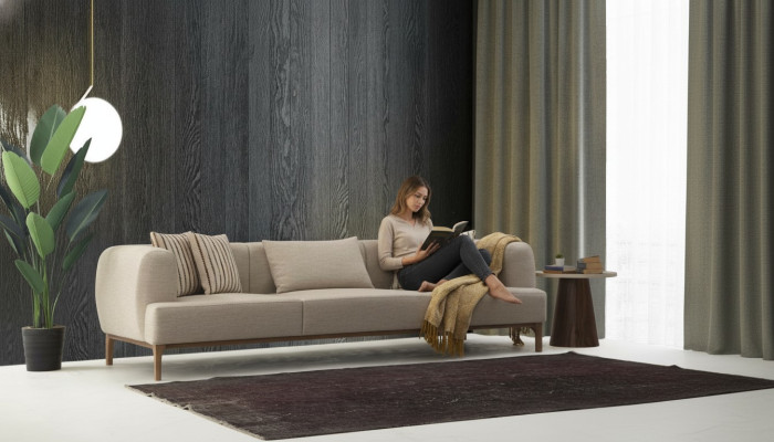 Canapé trois places Canapés 3 places Tissu beige Salon moderne de luxe neuf