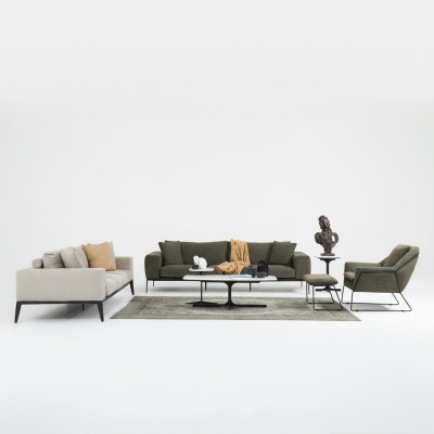 Ensemble de canapé moderne Luxueux canapés Trois places Fauteuil complet Gris