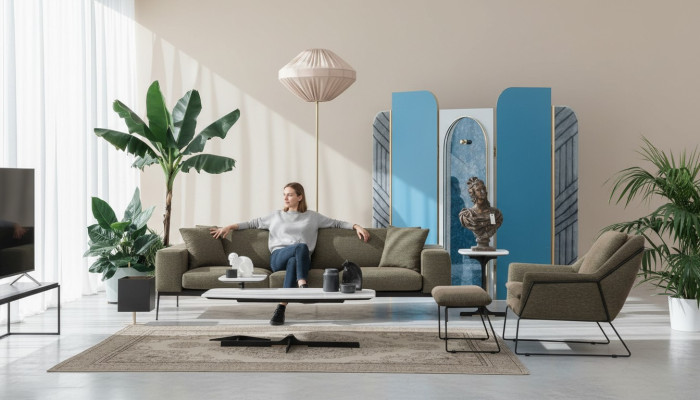 Ensemble de canapé moderne trois places fauteuil canapé canapé en tissu groupe de meubles