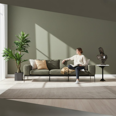 Canapé 2 places en tissu gris au design moderne pour salon en polyester