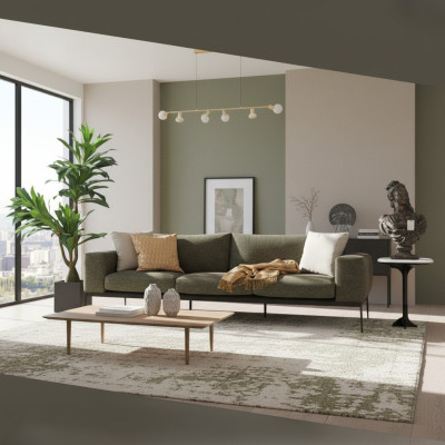 Canapé 2 places en tissu gris au design moderne pour salon en polyester