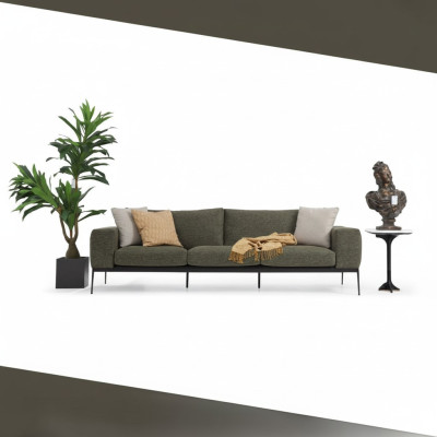 Canapé 2 places en tissu gris au design moderne pour salon en polyester