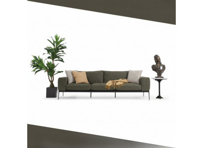 Canapé 2 places en tissu gris au design moderne pour salon en polyester