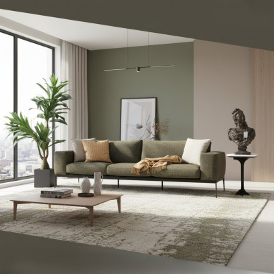 Canapé trois places Canapé 3 places en tissu gris Salon de luxe Moderne neuf