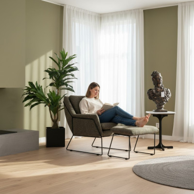 Fauteuil à cocktail moderne vert à ailes Mobilier de salon Design