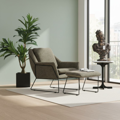 Fauteuil à cocktail moderne vert à ailes Mobilier de salon Design