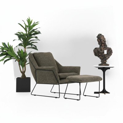 Fauteuil à cocktail moderne vert à ailes Mobilier de salon Design