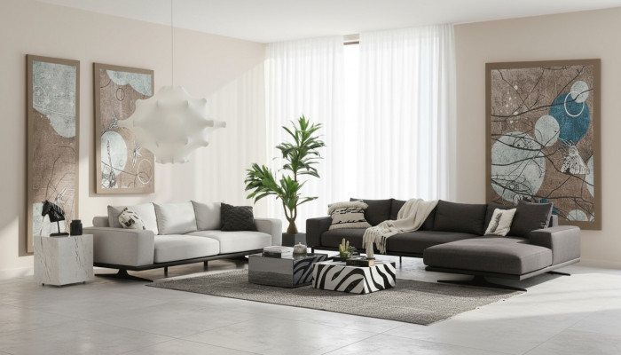 Ensemble de canapés Canapé d'angle en L Deux places Fauteuil Tissu Gris 3 pièces