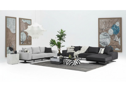Ensemble de canapés Canapé d'angle en L Deux places Fauteuil Tissu Gris 3 pièces