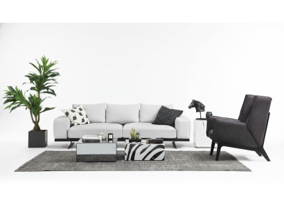 Ensemble de canapé Canapé 3 places Fauteuil Trois places Gris Moderne Siège en tissu