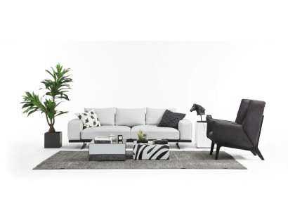 Ensemble de canapé Canapé 2 places Fauteuil 2 places Gris Moderne Ensemble de tissu