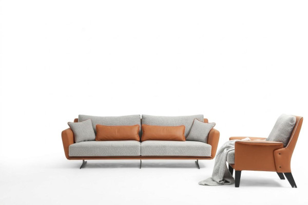 Ensemble de canapés 3 places Salon Canapé Orange Tissu Fauteuil trois places