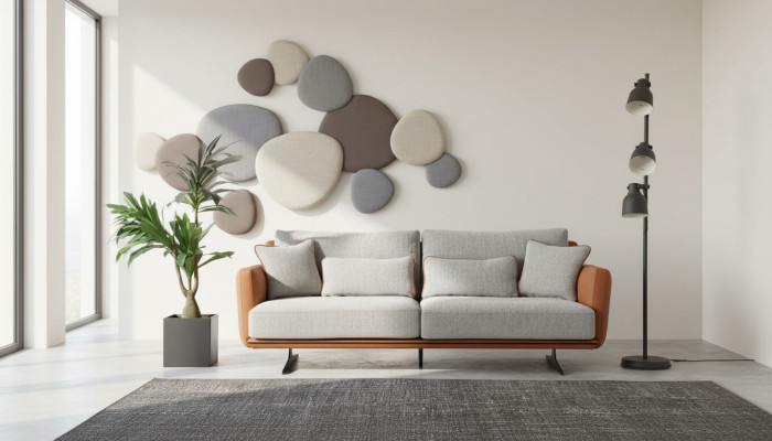 Canapé trois places 3 places en tissu orange design moderne Salon gris
