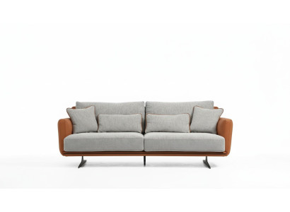 Canapé trois places 3 places en tissu orange design moderne Salon gris