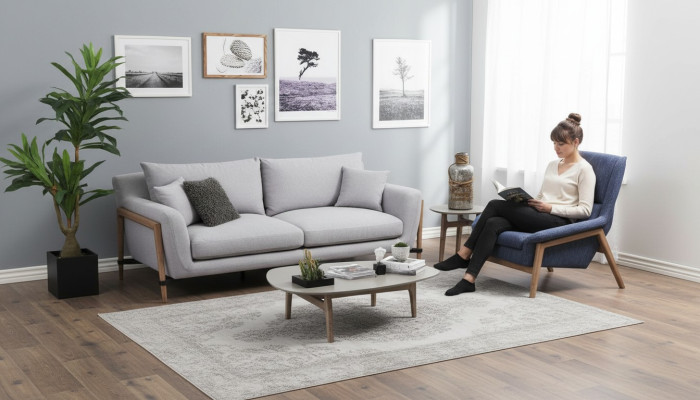 Ensemble de canapés 4 places Fauteuil 4 places Canapés en tissu design moderne gris