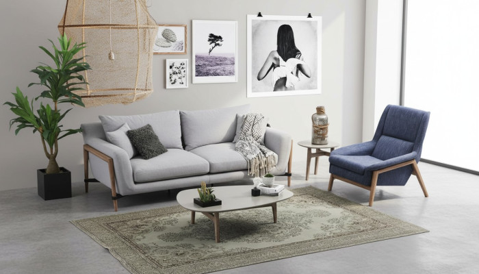 Ensemble de canapés 4 places Fauteuil 4 places Canapés en tissu design moderne gris