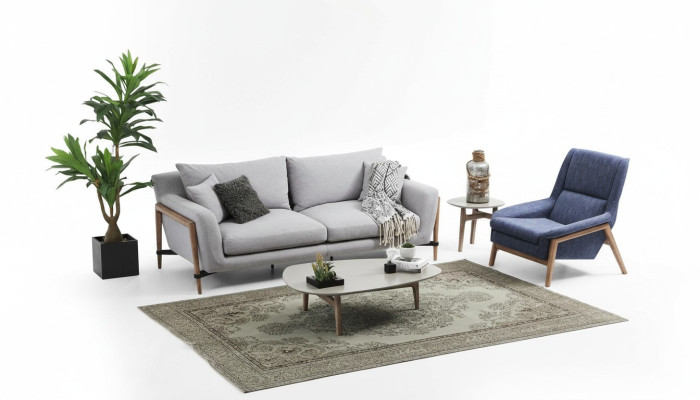 Ensemble de canapés 4 places Fauteuil 4 places Canapés en tissu design moderne gris