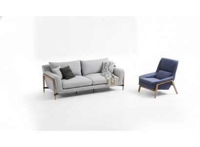 Ensemble de canapé 3 places Fauteuil Trois canapés en tissu Design moderne Gris