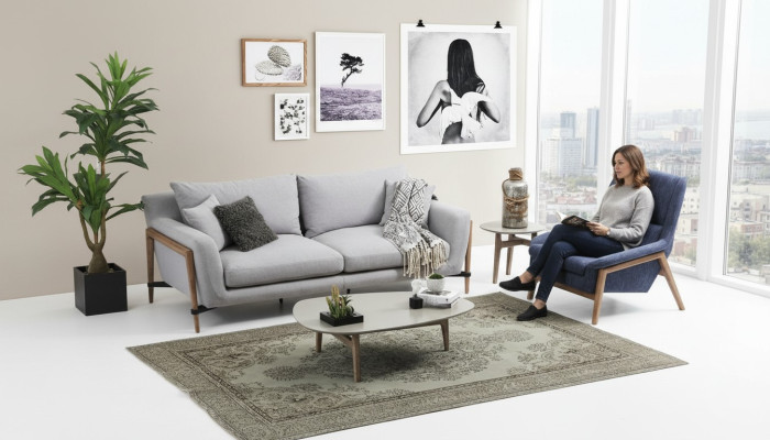 Ensemble de canapés 2 places Fauteuil 2 places Canapés en tissu Design moderne Gris