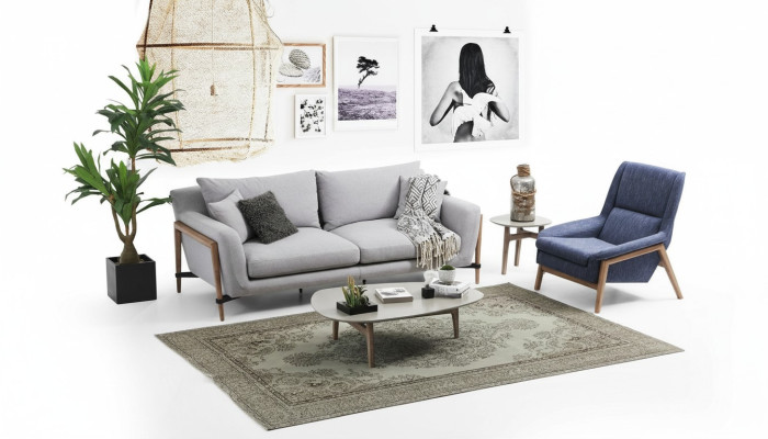 Ensemble de canapés 2 places Fauteuil 2 places Canapés en tissu Design moderne Gris