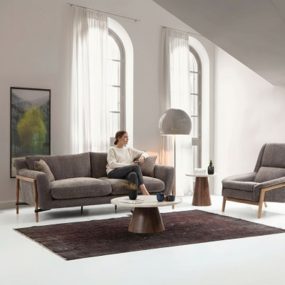Sofas Ensemble de canapés 4 places Fauteuil 4 places Tissu Gris Salon