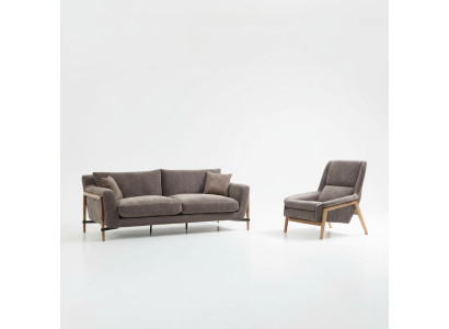 Sofas Ensemble de canapés 4 places Fauteuil 4 places Tissu Gris Salon