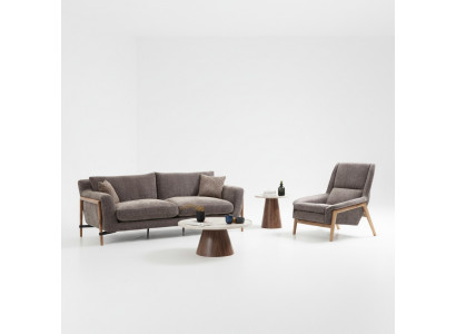 Sofas Ensemble de canapés 2 places Fauteuil 2 places Tissu Salle de séjour Gris
