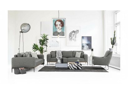 Ensemble de canapés 2 places en tissu moderne gris pour salon