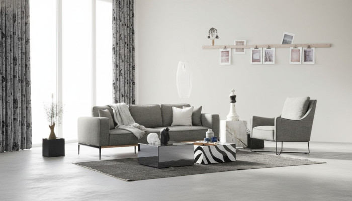 Ensemble de canapé 4 places Fauteuil 4 places Canapés en tissu design moderne gris