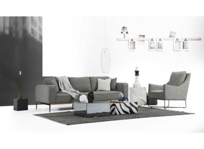 Ensemble de canapé 4 places Fauteuil 4 places Canapés en tissu design moderne gris