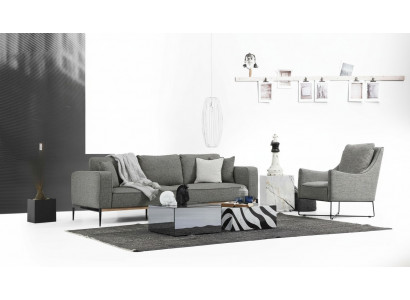 Ensemble de canapé 4 places Fauteuil 4 places Canapés en tissu design moderne gris