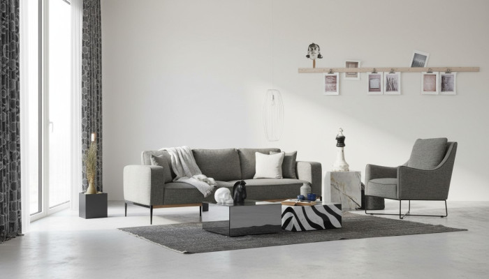 Ensemble de canapé 3 places Fauteuil Trois places Canapés en tissu Design moderne Gris
