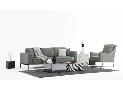 Ensemble de canapé 3 places Fauteuil Trois places Canapés en tissu Design moderne Gris