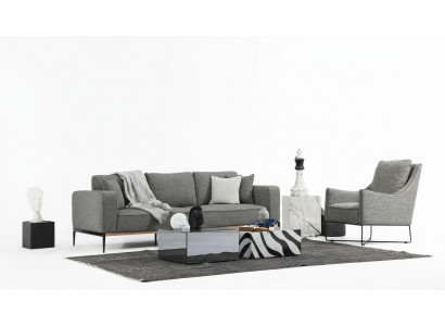 Ensemble de canapé 3 places Fauteuil Trois places Canapés en tissu Design moderne Gris