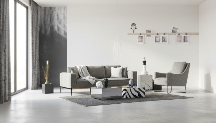 Ensemble de canapé 2 places Fauteuil 2 places Canapés en tissu design moderne gris
