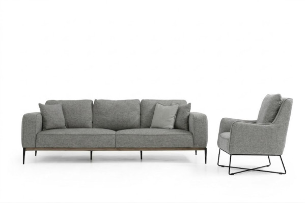 Ensemble de canapé 2 places Fauteuil 2 places Canapés en tissu design moderne gris