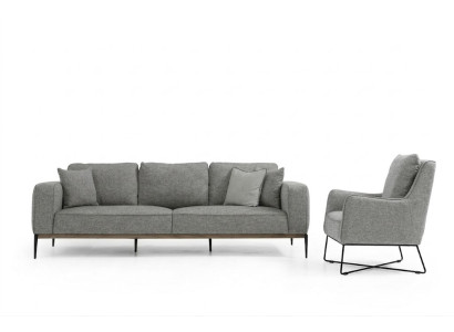 Ensemble de canapé 2 places Fauteuil 2 places Canapés en tissu design moderne gris