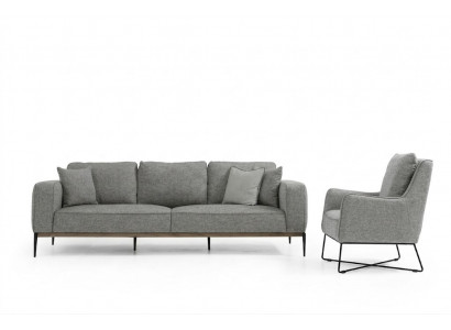 Ensemble de canapé 2 places Fauteuil 2 places Canapés en tissu design moderne gris