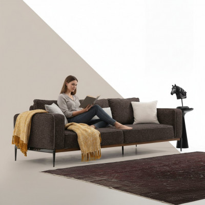 Canapé trois places Canapé 3 places Tissu Design Canapés modernes Salon Gris