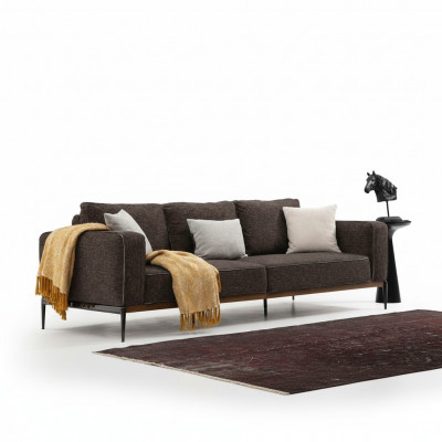 Canapé trois places Canapé 3 places Tissu Design Canapés modernes Salon Gris