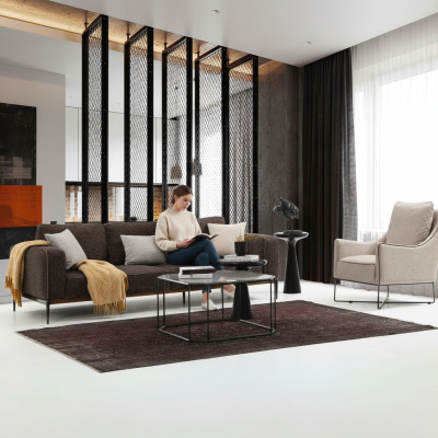 Ensemble de canapé 4 places Fauteuil 4 places Canapés en tissu gris design moderne