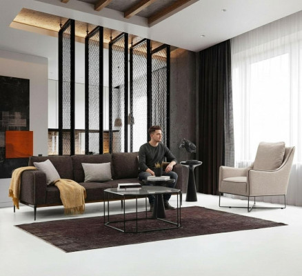Ensemble de canapés 3 places Fauteuil 3 places Canapés en tissu gris de design moderne