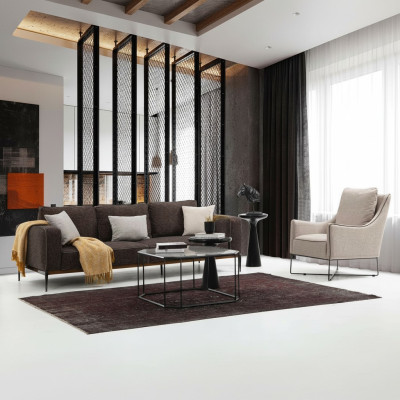 Ensemble de canapés 3 places Fauteuil 3 places Canapés en tissu gris de design moderne