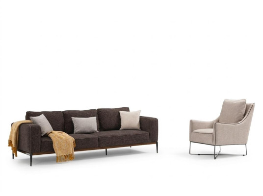 Ensemble de canapés 3 places Fauteuil 3 places Canapés en tissu gris de design moderne