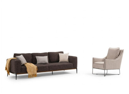 Ensemble de canapés 3 places Fauteuil 3 places Canapés en tissu gris de design moderne
