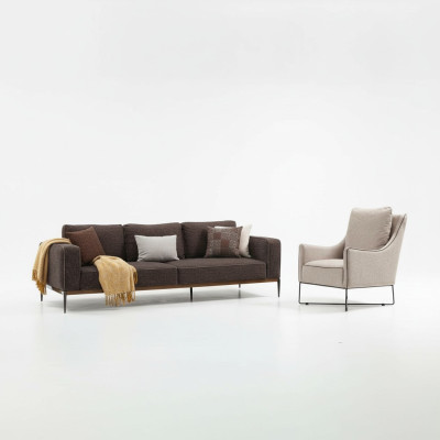 Ensemble de canapé 2 places Fauteuil 2 places Canapés en tissu gris de design moderne
