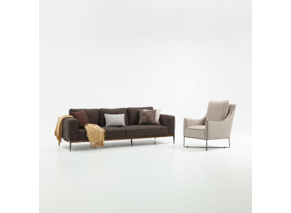 Ensemble de canapé 2 places Fauteuil 2 places Canapés en tissu gris de design moderne