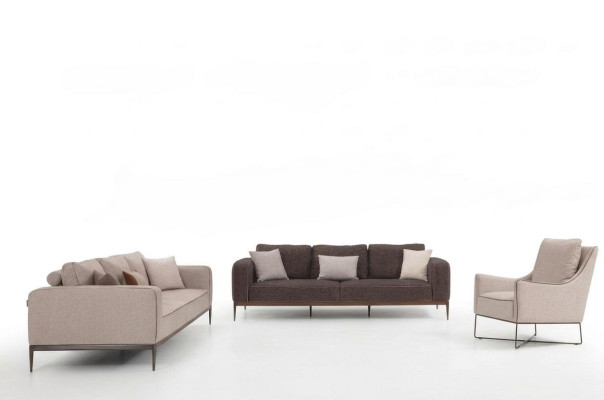 Ensemble de canapé complet 3 places tissu beige