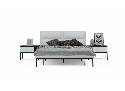Lit cadre de lit double bois moderne blanc chambre à coucher design double
